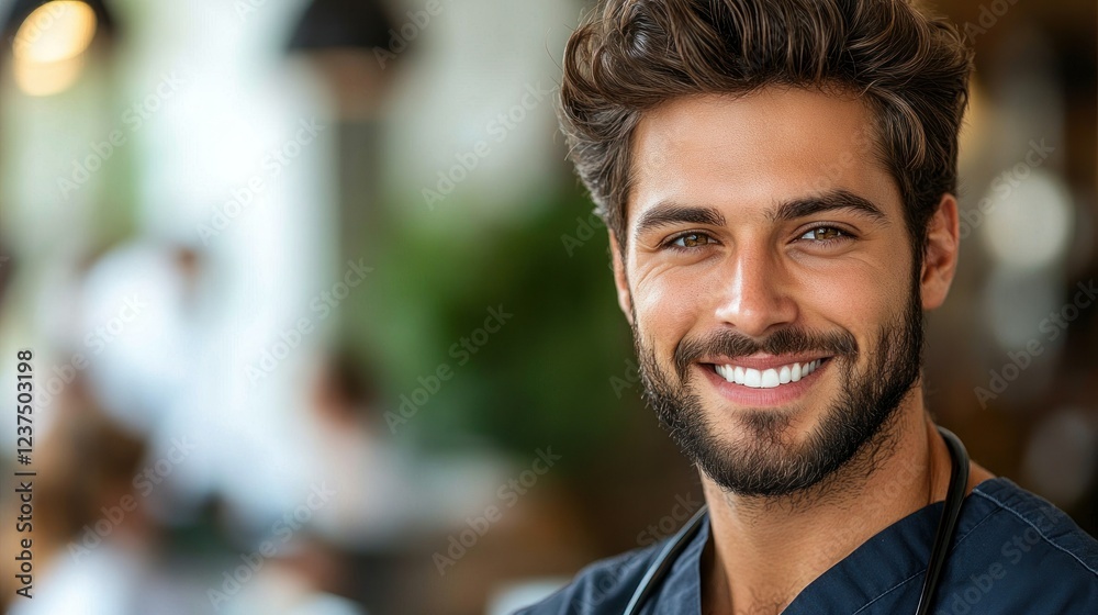 Obraz premium Portrait of a Handsome Male Doctor Smiling