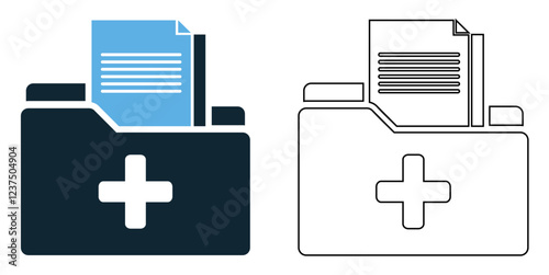 health record icon vector, medical documents, patient history and healthcare data management, hospitals, clinics, doctors and digital health services  pictogram symbol ui and ux design