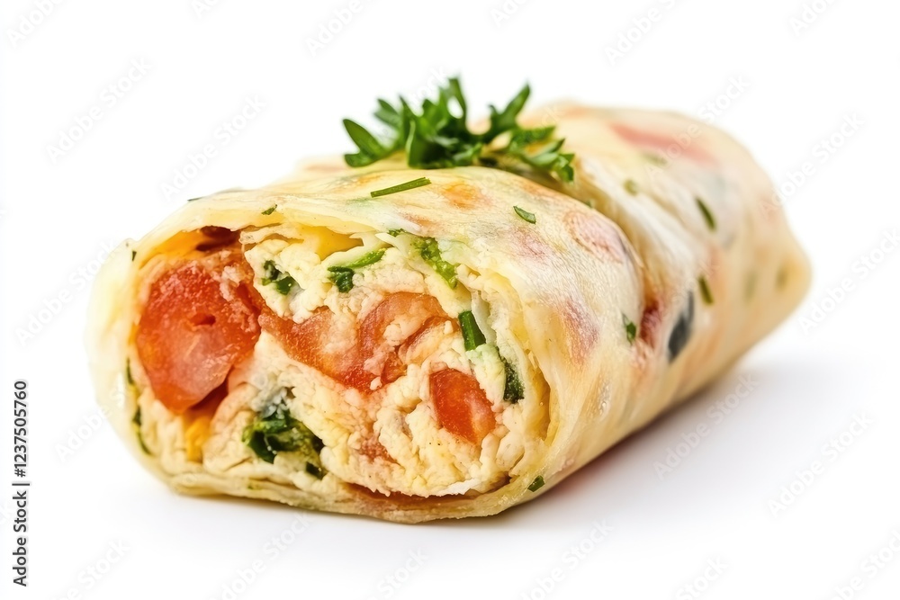 Savory crepe roll with tomato and herbs filling Savory crepe roll with tomato and herbs filling