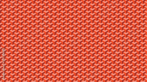 Design an abstract background with a geometric triangle pattern in light red-orange and dark red-orange, creating a warm and dynamic visual effect.