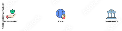 ESG banner web icon vector illustration for Environment Social Governance of corporate sustainability performance for investment screening