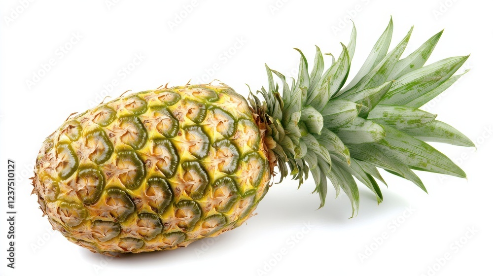 Fresh Pineapple with Green Leaves on White Background Fresh Pineapple with Green Leaves on White Background