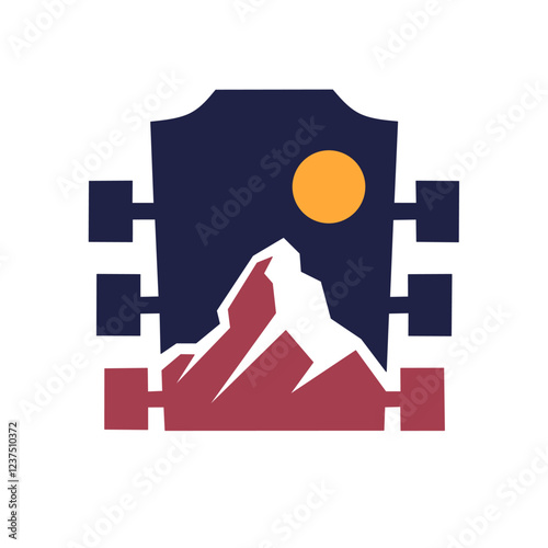 Guitar mountain logo design