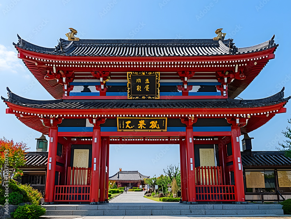 Fototapeta premium A dramatic shot of a towering temple gate