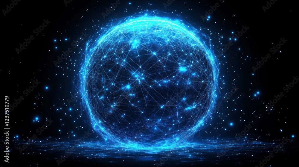 Obraz premium Digital Global Network: A Futuristic Sphere of Interconnection