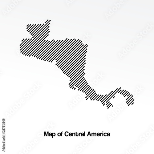 Map of central america made with diagonal lines in black and white