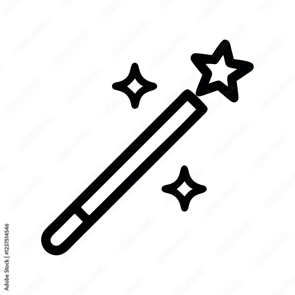 Magic Wand Enchanted Spell Tool Line Art Magic Wand Enchanted Spell Tool Line Art