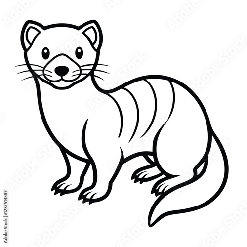 Ferret, Ferret vector, Cute ferret, Ferret vector graphics, Black and white ferret, Ferret vector illustration