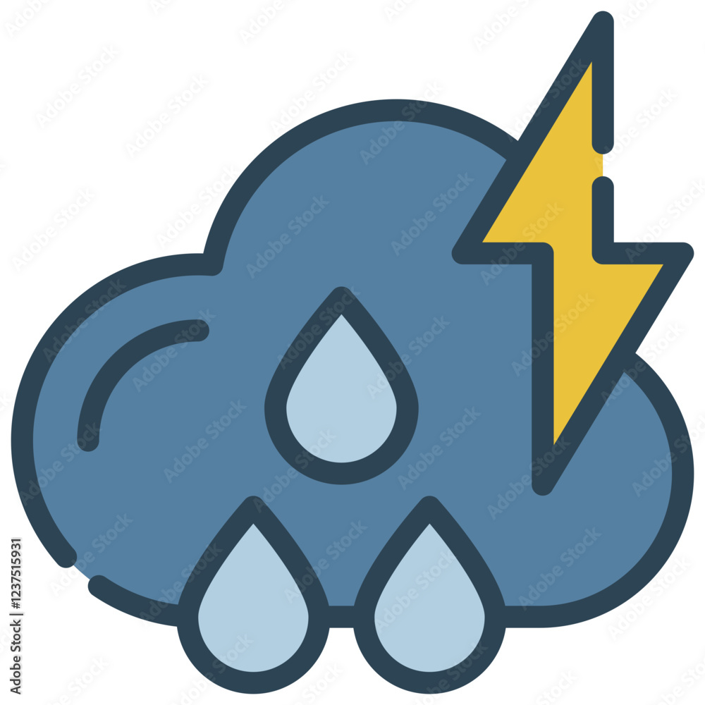 rainy rain storm thunder cloud weather filled outline icon rainy rain storm thunder cloud weather filled outline icon