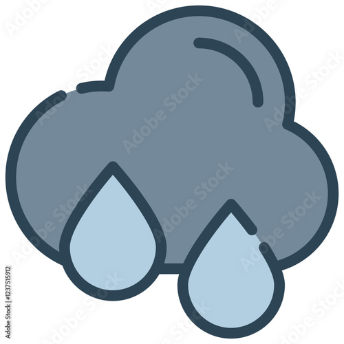 rainy rain cloud cloudy weather filled outline icon