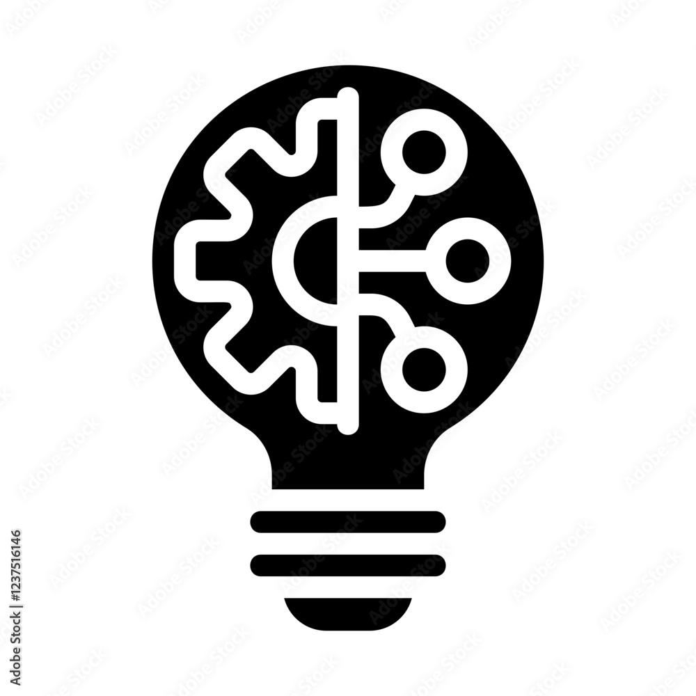 Light Bulb with Gears Solid Icon Light Bulb with Gears Solid Icon