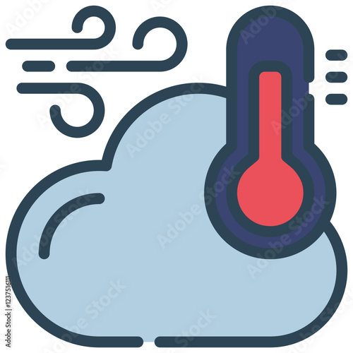 wind windy temperature termometer cloud weather filled outline icon