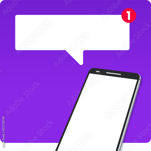 Vector design of smartphone with text bubble notification photo