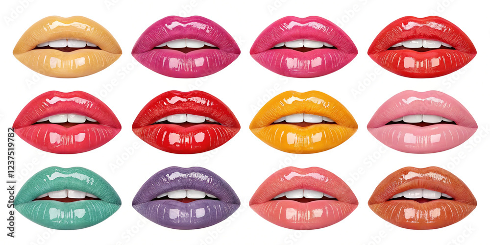 Charming Collection of Lips Isolated on a Bright Background for Fashion and Beauty Charming Collection of Lips Isolated on a Bright Background for Fashion and Beauty