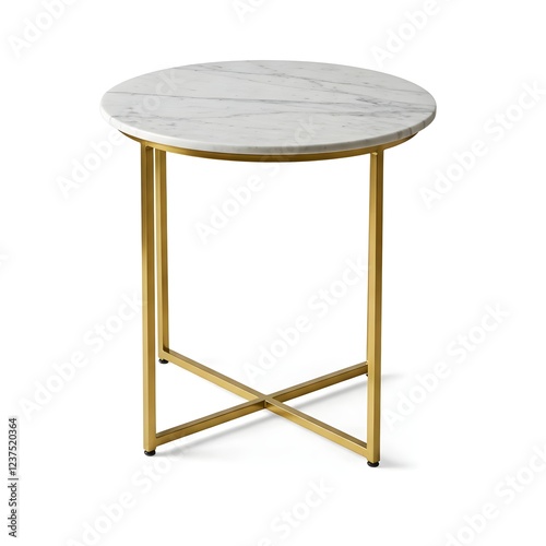 Round White Artificial Marble Coffee Table  photo