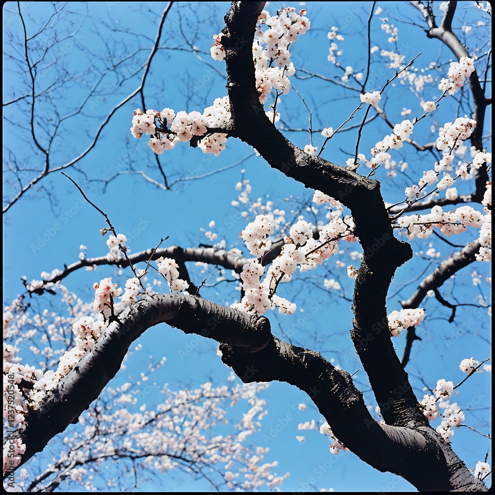 Spring blossoms against a vibrant blue sky. Peaceful park scene; ideal for calendars, websites Spring blossoms against a vibrant blue sky. Peaceful park scene; ideal for calendars, websites