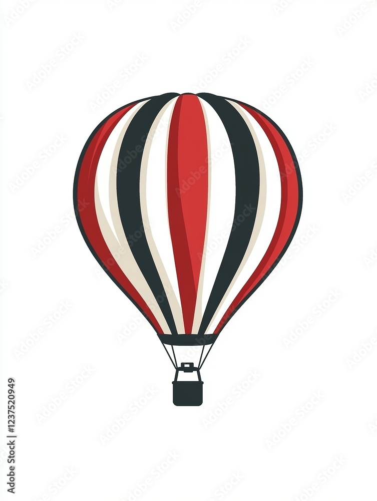 Naklejka premium Red & Black Hot Air Balloon Soaring in Clear Sky