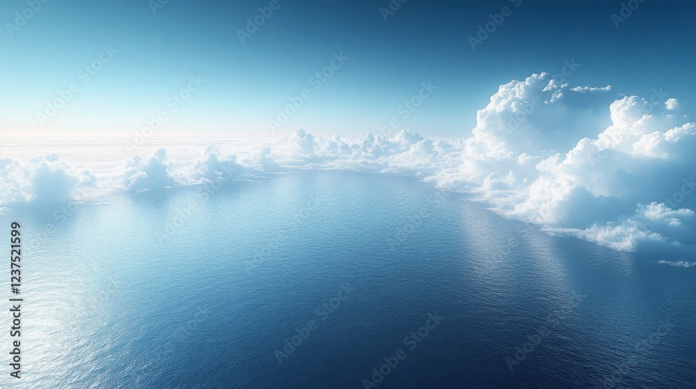 Fototapeta premium A calming gradient starting with sky blue and fading to pure white, evoking simplicity and tranquility. 
