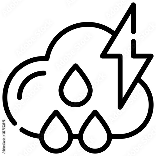 rainy rain storm thunder cloud weather simple line icon