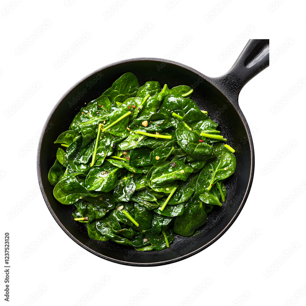 Saut�ed Spinach with Ginger Isolated on Transparent Background Saut�ed Spinach with Ginger Isolated on Transparent Background
