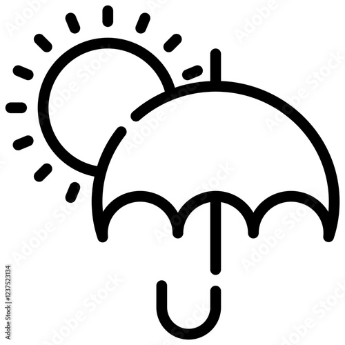 sun umbrella uv weather simple line icon