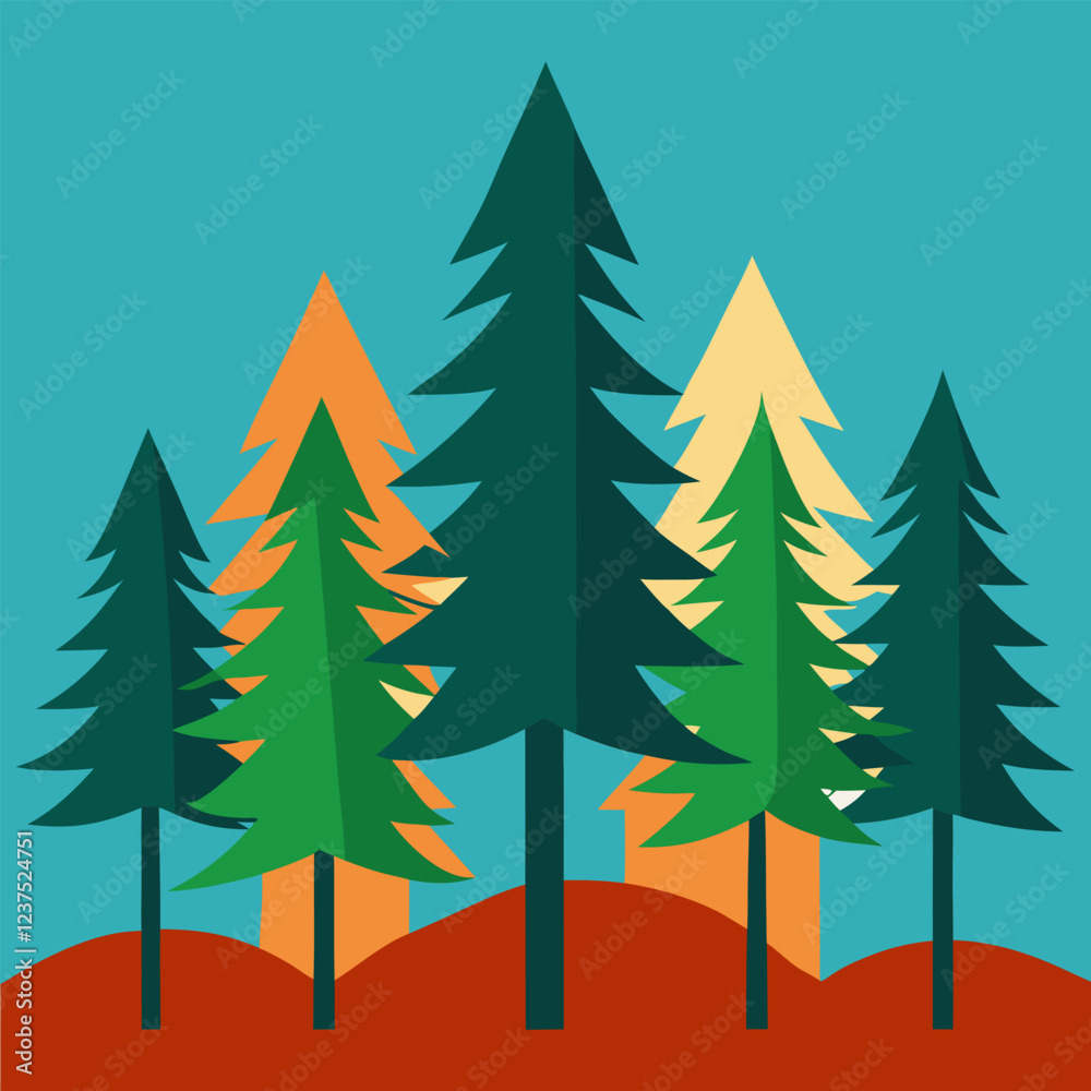 Obraz premium Pine Tree Forest Background vector.