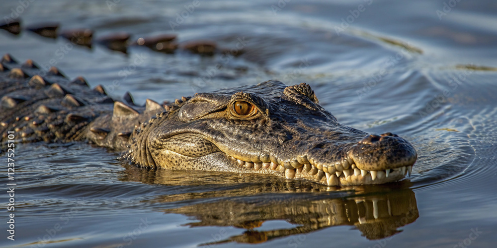 Fototapeta premium Isolated Close-Up of a Crocodile in Water for Wildlife Conservation