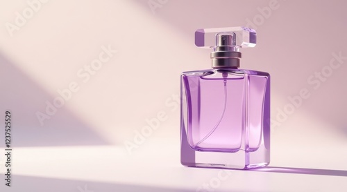 A Lavish Purple Perfume Bottle in Soft Lighting, Ready for a Luxurious Fragrance Campaign