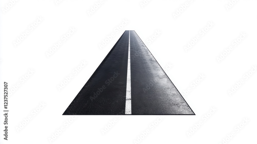 Endless Asphalt Road Symbolizing Travel and Logistics on White Background Endless Asphalt Road Symbolizing Travel and Logistics on White Background