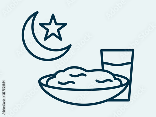 Breaking the fast. Fasting ramadan icon. Outline icon concept.