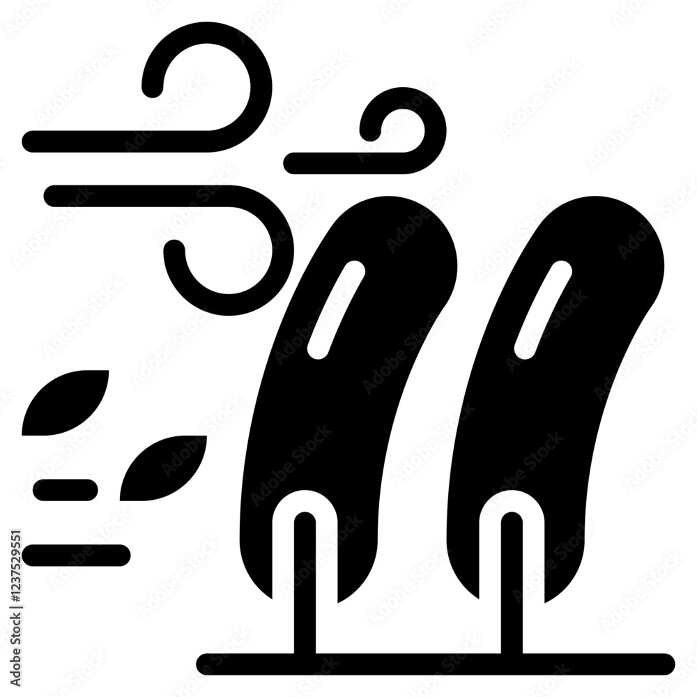 Obraz premium wind storm weather solid glyph icon