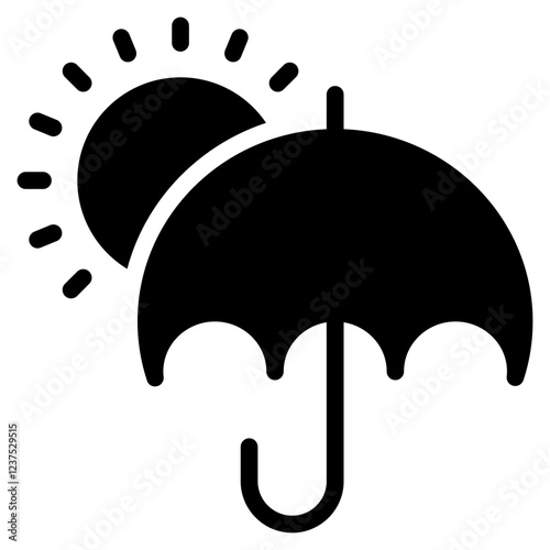 sun umbrella uv weather solid glyph icon