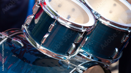 Canvas Print Drum set on the street, closeup of a drum set