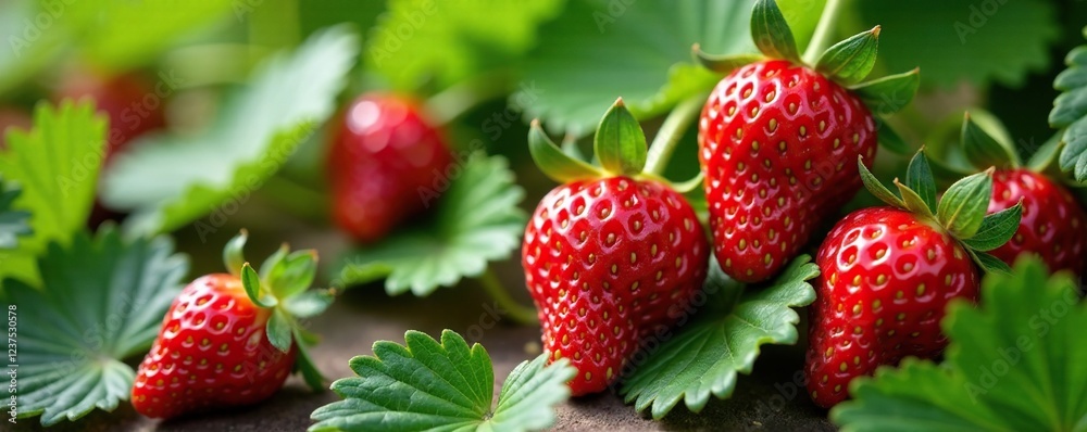 Fresh strawberry background with green leaves, summer, garden, nature Fresh strawberry background with green leaves, summer, garden, nature