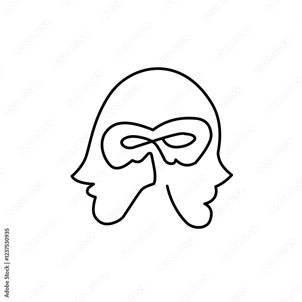 continuous line carnival mask continuous line carnival mask