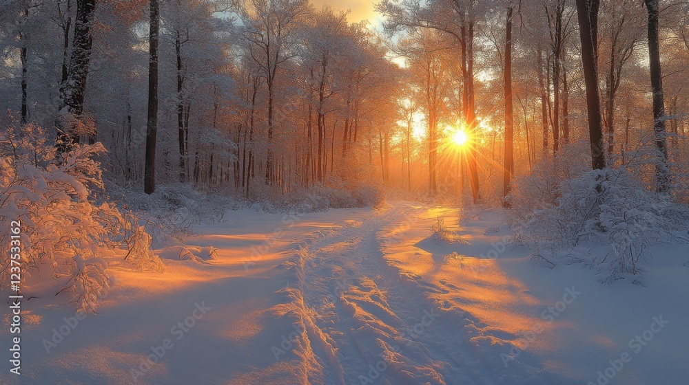A picture of a winter forest, with thick snow in the foreground, the snow surface presents soft and natural undulations, and the texture is delicate, as if every snowflake is clearly visible. A picture of a winter forest, with thick snow in the foreground, the snow surface presents soft and natural undulations, and the texture is delicate, as if every snowflake is clearly visible.