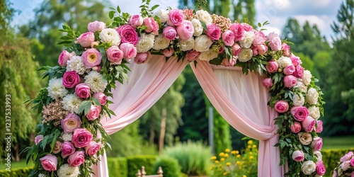 Wallpaper Mural Enchanting Wedding Arch Adorned with Pastel Pink Peonies Torontodigital.ca