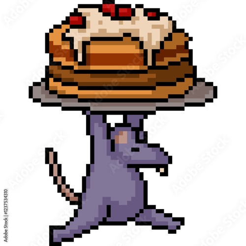 pixel art of rat steal cake