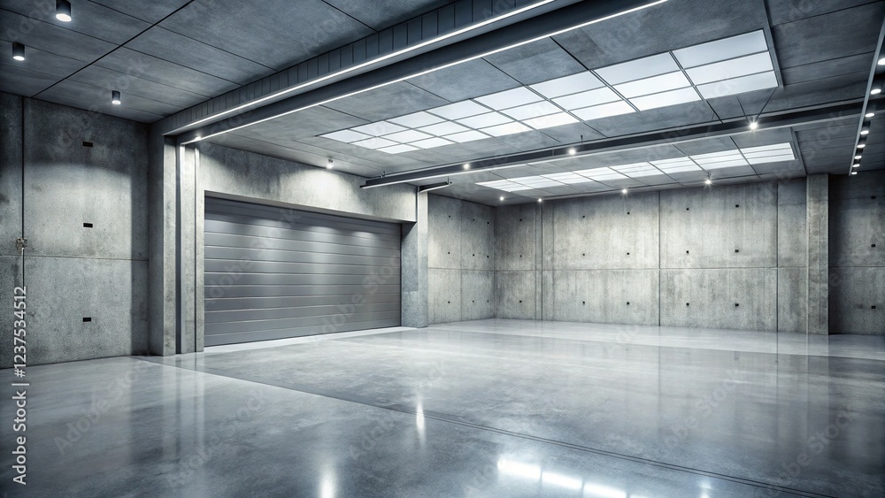 Obraz premium Futuristic Grunge Industrial Minimalist Garage Room