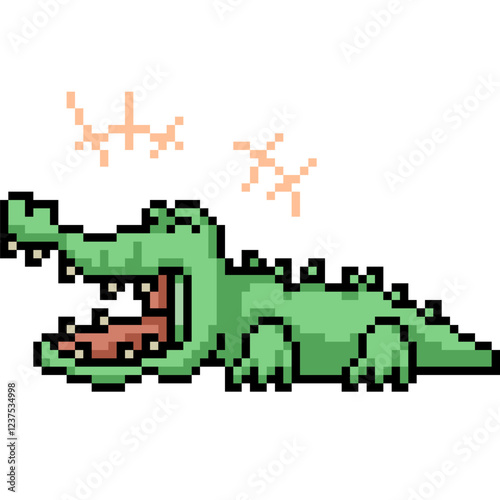 pixel art of crocodile laugh funny