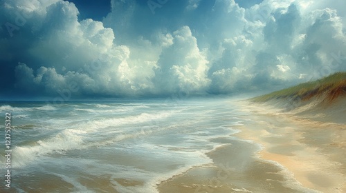 beach stormy highly detailed impressionistic -