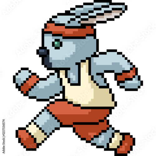 pixel art of rabbit marathon running