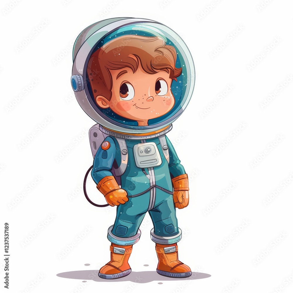Cute Astronaut Boy Cartoon Character Space Suit Design Cute Astronaut Boy Cartoon Character Space Suit Design