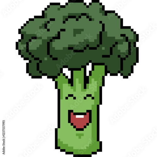 pixel art of broccoli smile face