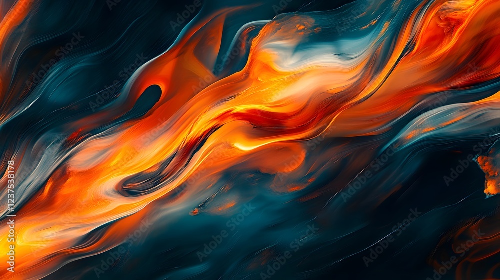 Vibrant Abstract Swirls of Red and Orange on Dark Background