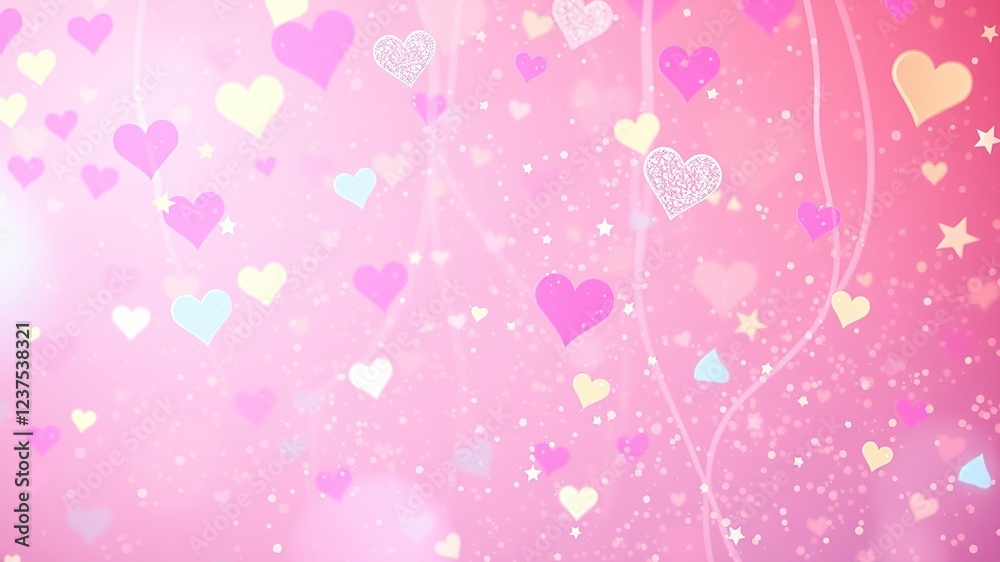 Shimmering Hearts and Stars on a Pastel Canvas Shimmering Hearts and Stars on a Pastel Canvas