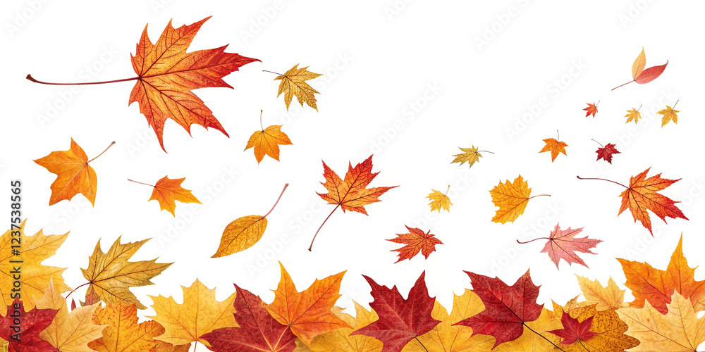 Falling Leaves Isolated on a White Background Falling Leaves Isolated on a White Background