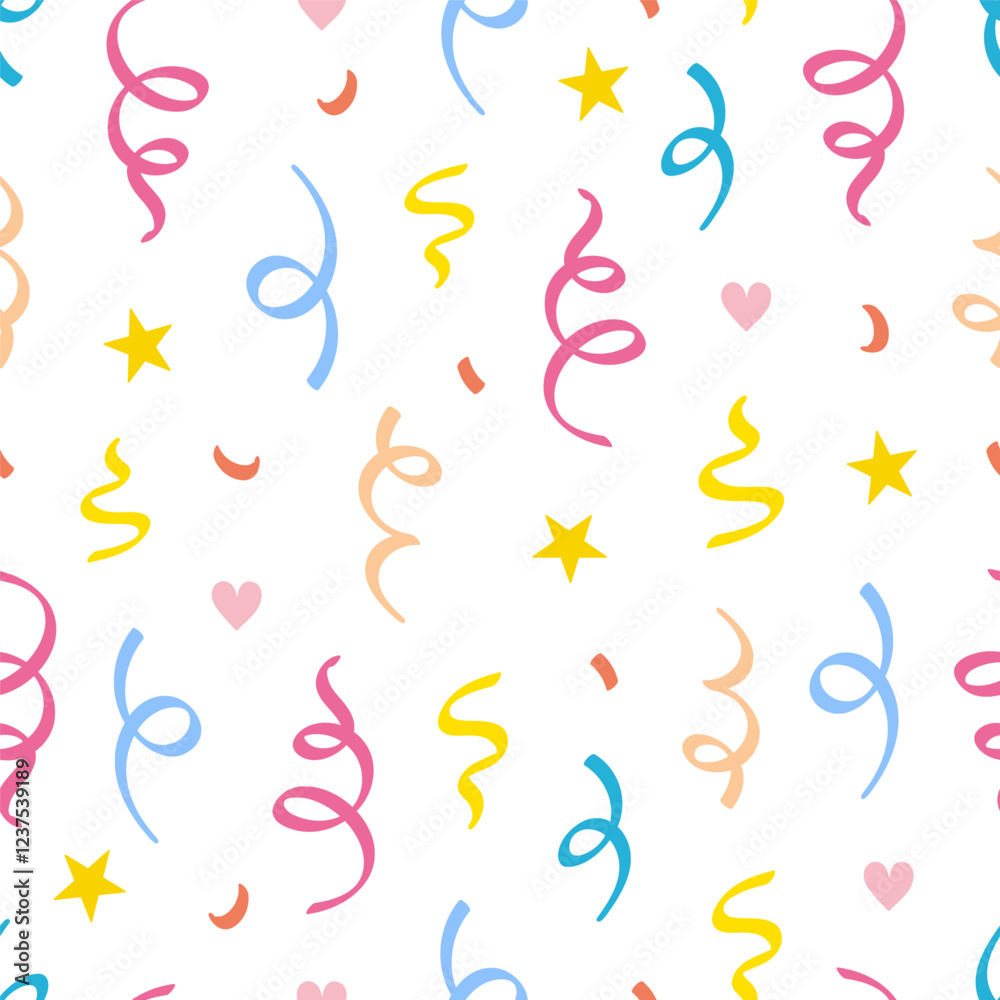 Cute heart confetti pattern background. Birthday decoration confetti, heart element cute seamless pattern. Childish color abstract decoration element background. Vector illustration. Cute heart confetti pattern background. Birthday decoration confetti, heart element cute seamless pattern. Childish color abstract decoration element background. Vector illustration.