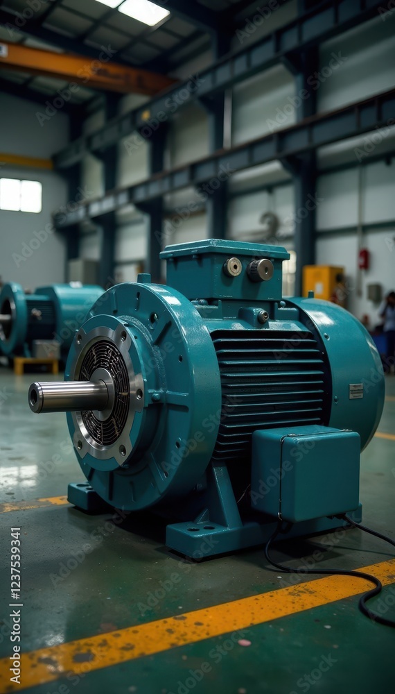 Industrial asynchronous motor with high efficiency and reliability in industrial settings, technology, factory equipment Industrial asynchronous motor with high efficiency and reliability in industrial settings, technology, factory equipment