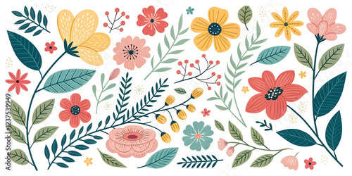 Vector Floral Background with Flowers and Leaves for Elegant Designs